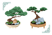 Bonsai, Japan trees set + patterns, a Decorative Illustration by Good Studio (Thumbnail 2 of 9)