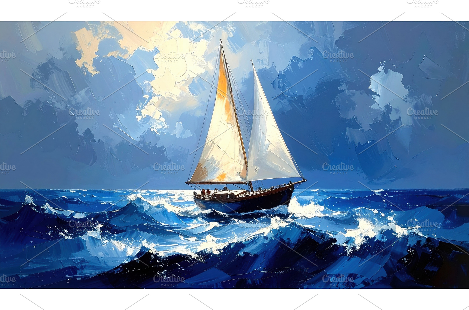 Oil painting of sailboat navigating, a Nature Photo by Igor Tichonow