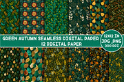 Green Autumn Seamless Digital paper, a Pattern Graphic by Designking (Thumbnail 1 of 4)