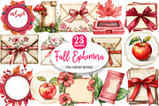 Red Vintage Fall Ephemera Clipart, an Illustration by Watercolor design (Thumbnail 1 of 5)
