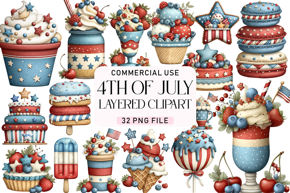 4th of July Layered Clipart, a Seasonal Illustration by Daily.Designs (Photo 1 of 3)