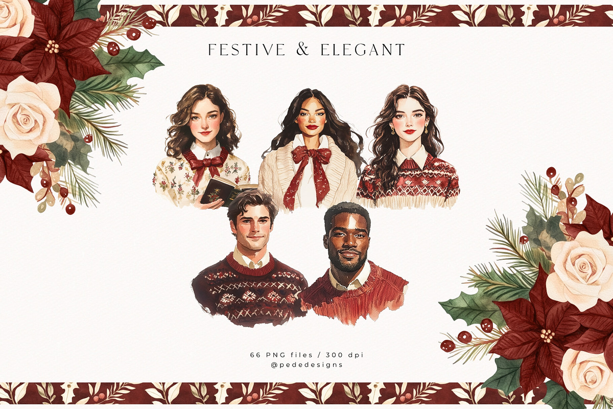 Elegant & Festive Collection, a Seasonal Illustration by PeDe Designs (Photo 8 of 31)