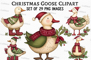 Christmas Goose Clipart, an Illustration by Craft Nest