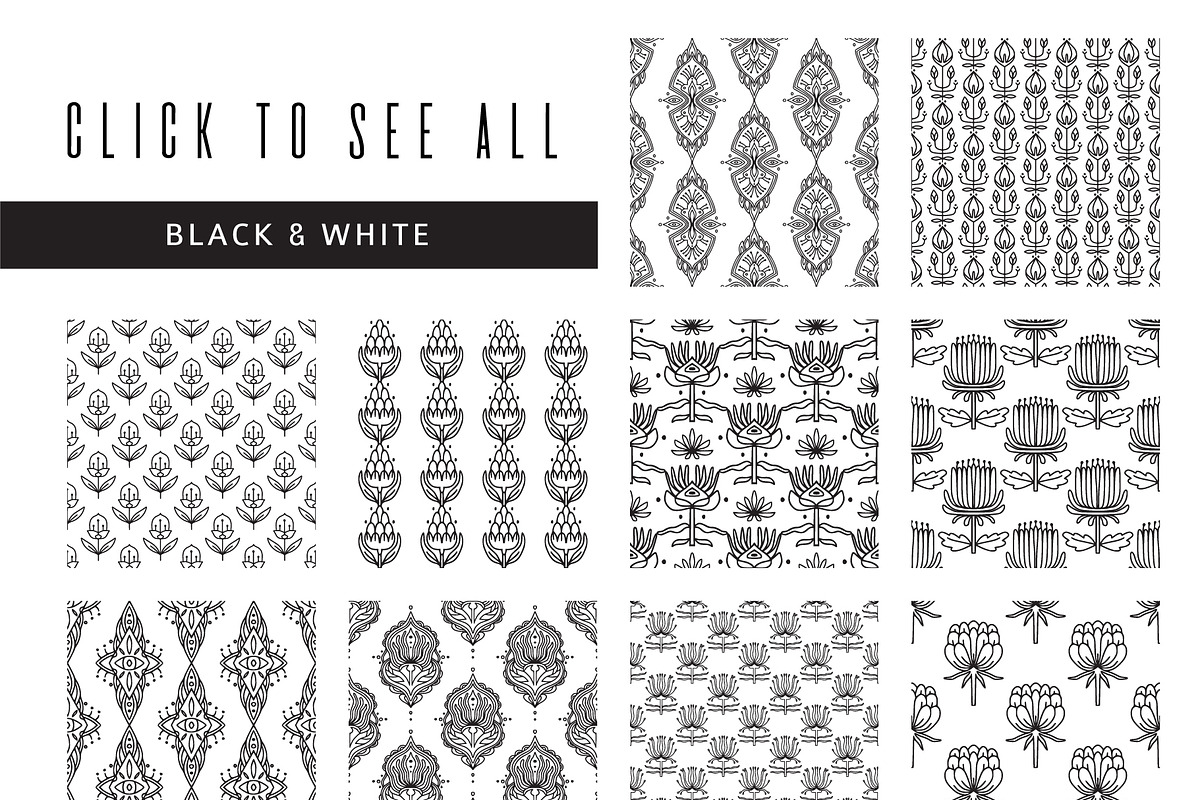 FOLK FLOWERS patterns, elements, an Outline Icon by Lena Nikolaeva (Photo 10 of 12)