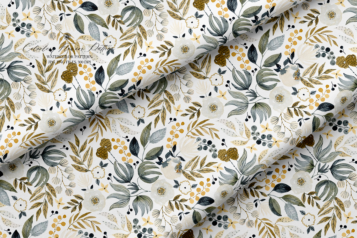Colorless Flowers Watercolor Pattern, a Pattern Graphic by Webvilla Studio (Photo 2 of 7)