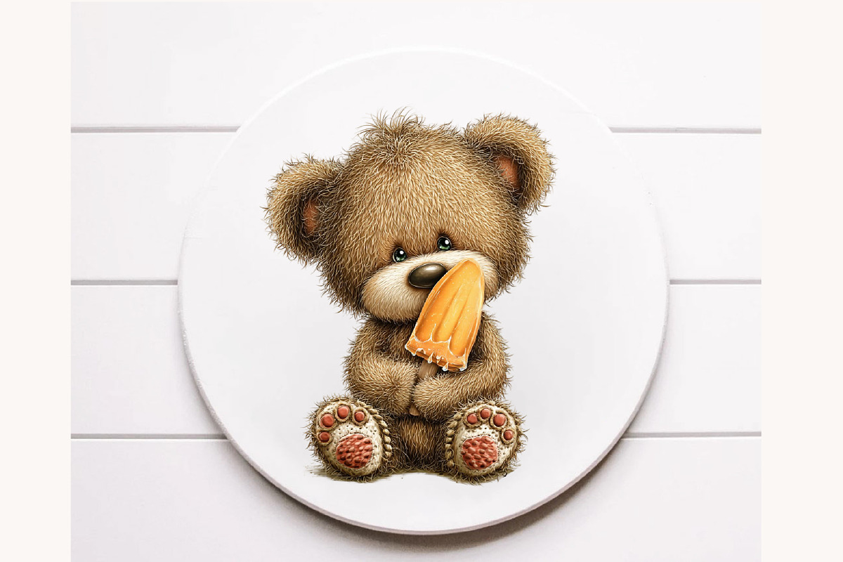 Summer Ice Cream Teddy Bear Clipart, a Seasonal Illustration by Designworld (Photo 10 of 10)