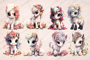 Floral Magical Horse Clipart