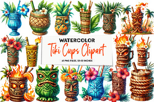Tiki Cups Clipart, an Illustration by DreamArtGraphic