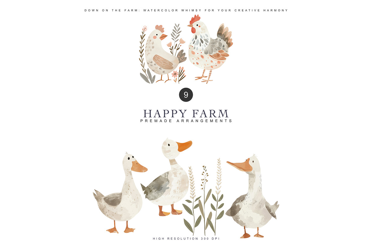 watercolor farm animal clipart set, an Animal Illustration by Pink Studio Art (Photo 4 of 13)