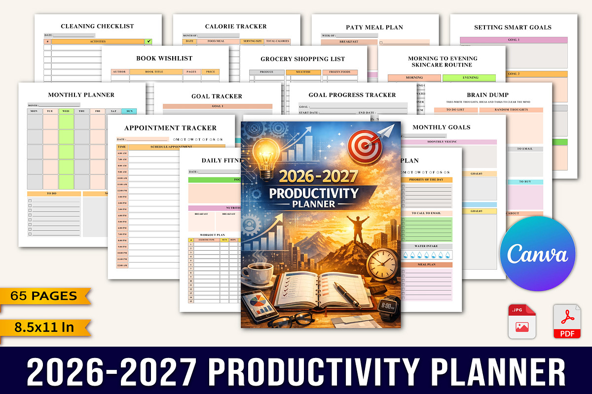 26–2027 Productivity Planner, a Stationery Template by Designmela01 (Photo 1 of 10)