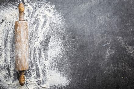 Rolling pin and white flour featuring flour, food, and cooking, a Food & Drink Photo by piter.goskov