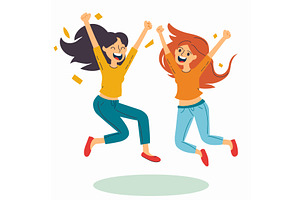 Two Women Celebrating Joyful Moment