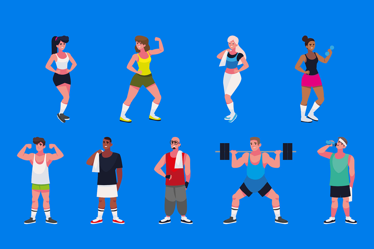 Gym People Illustration Set