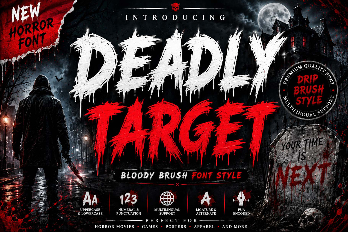 Deadly Target, a Blackletter Font by Yoga Letter (Photo 1 of 9)