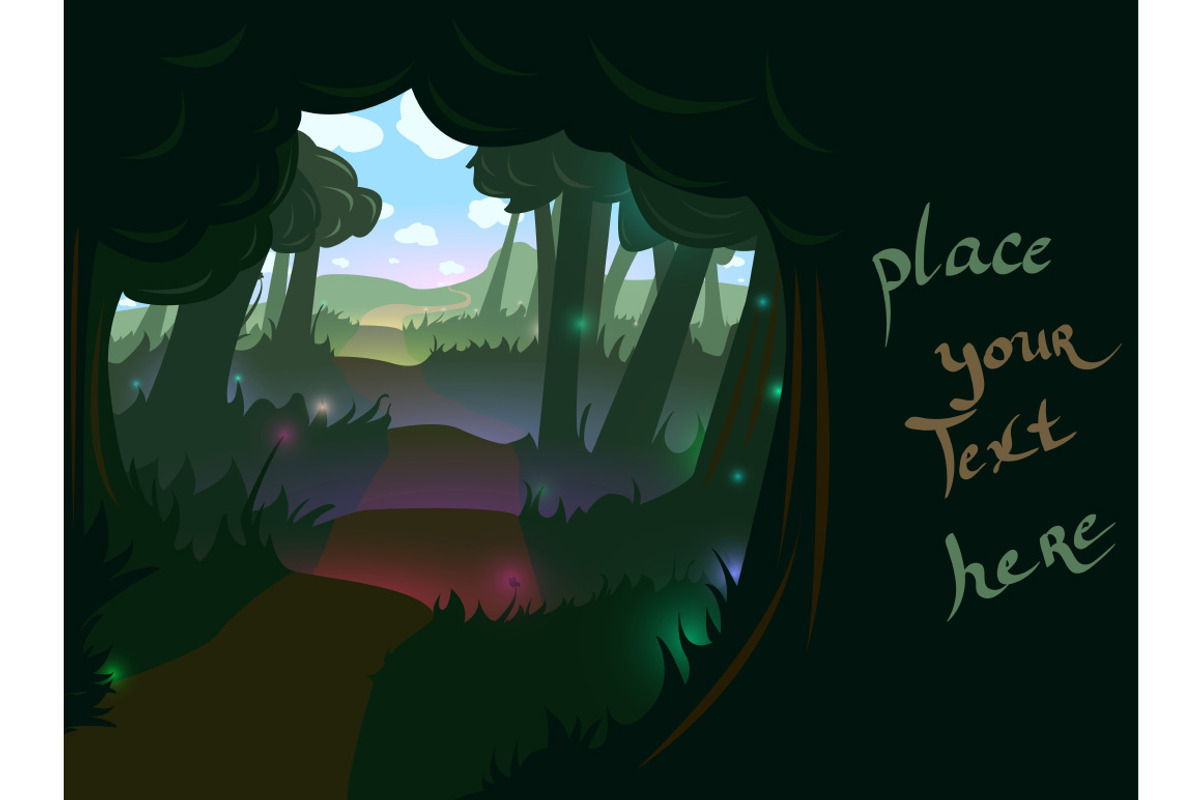 Forest trail background, an Illustration by ARTYuSTUDIO