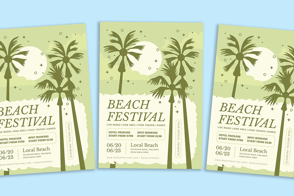 Beach Festival Flyer, a Flyer Template by Gumico Studio. (Photo 1 of 3)