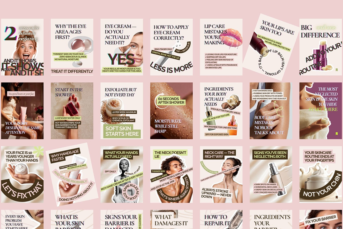 Skincare Instagram Carousel Canva, a Social Media Template by MOAROShop (Photo 3 of 9)