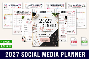 2027 Social Media Planner, a Stationery Template by Designmela01