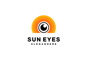 Sun Eyes Design Vector Gradient Logo