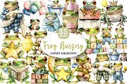 Frog Nursery Clipart Sublimation, an Illustration by Watercolor design (Thumbnail 1 of 4)