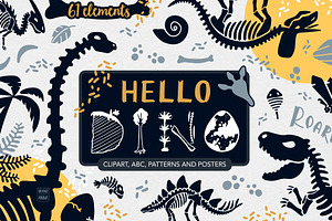 Dinosaur skeletons vector clipart