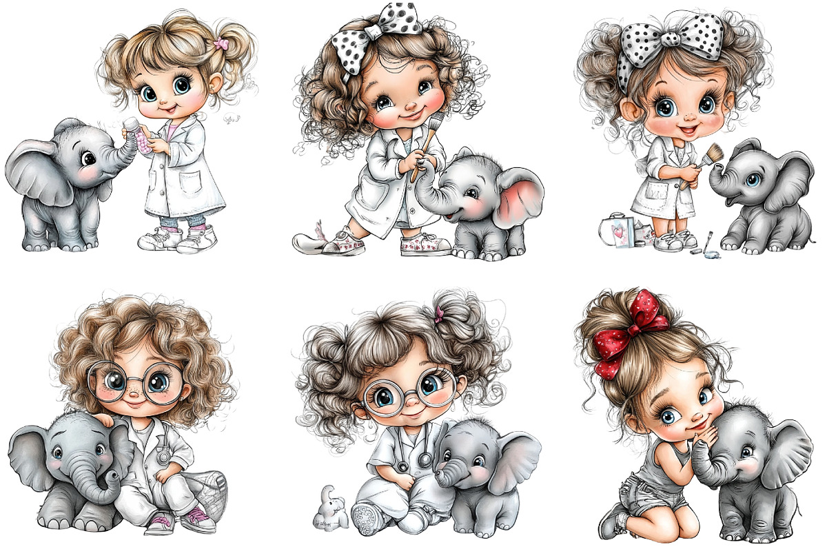Veterinarian girl clipart, an Illustration by DreamArtGraphic (Photo 4 of 9)