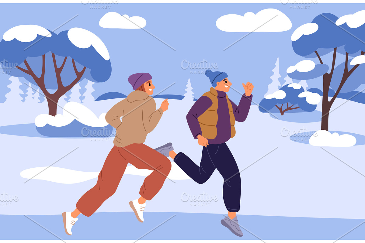 Young girl and guy in winter, a Sport Illustration by Vectorbuum