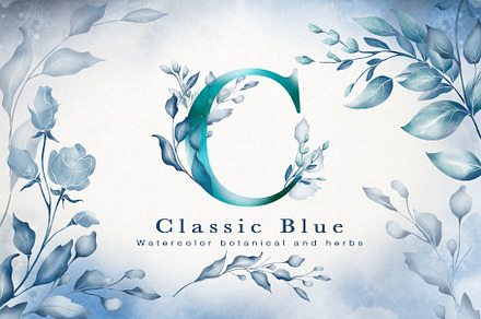 Classic Blue Watercolor Botanical