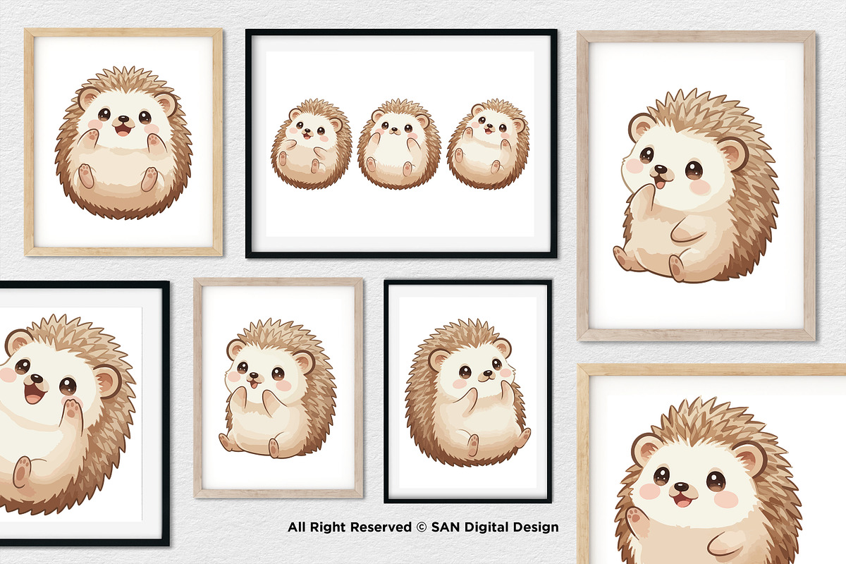 15 Bundle Watercolor Baby Hedgehog, an Animal Illustration by Morspective (Photo 4 of 8)