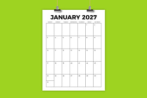2027 Vertical 8.5x11 Inch Calendar, a Stationery Template by Running With Foxes