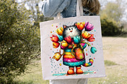 Whimsical Spring Cats Clipart Bundle, an Illustration by Canvas Craft (Thumbnail 7 of 7)