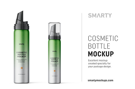 Metallic cosmetic bottle mockup