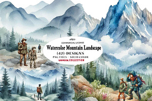 Watercolor Mountain Landscape