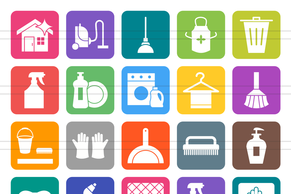 50 Cleaning Flat Round Corner Icons, an Icon by IconBunny