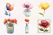 Summer Poppy Flowers Clipart, an Illustration by CreationArt (Thumbnail 9 of 9)