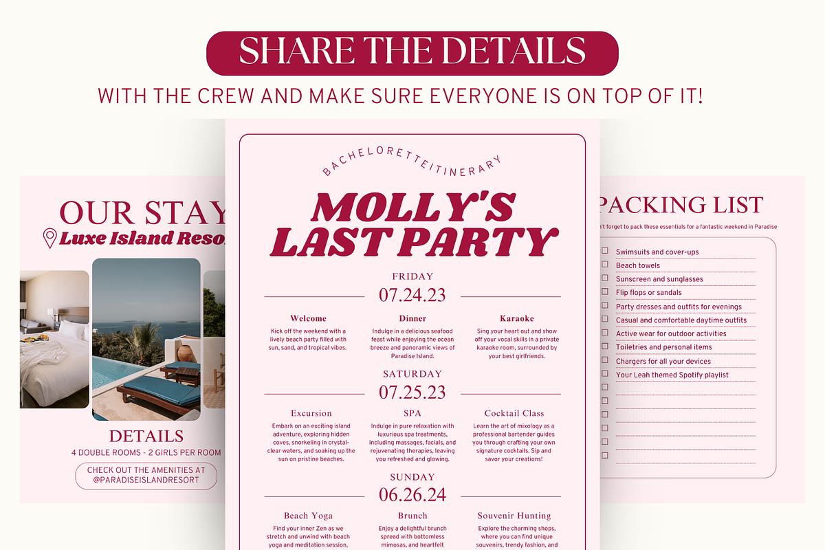 Bachelorette Planner Canva Template, an Invitation Template by Story Native (Photo 5 of 8)