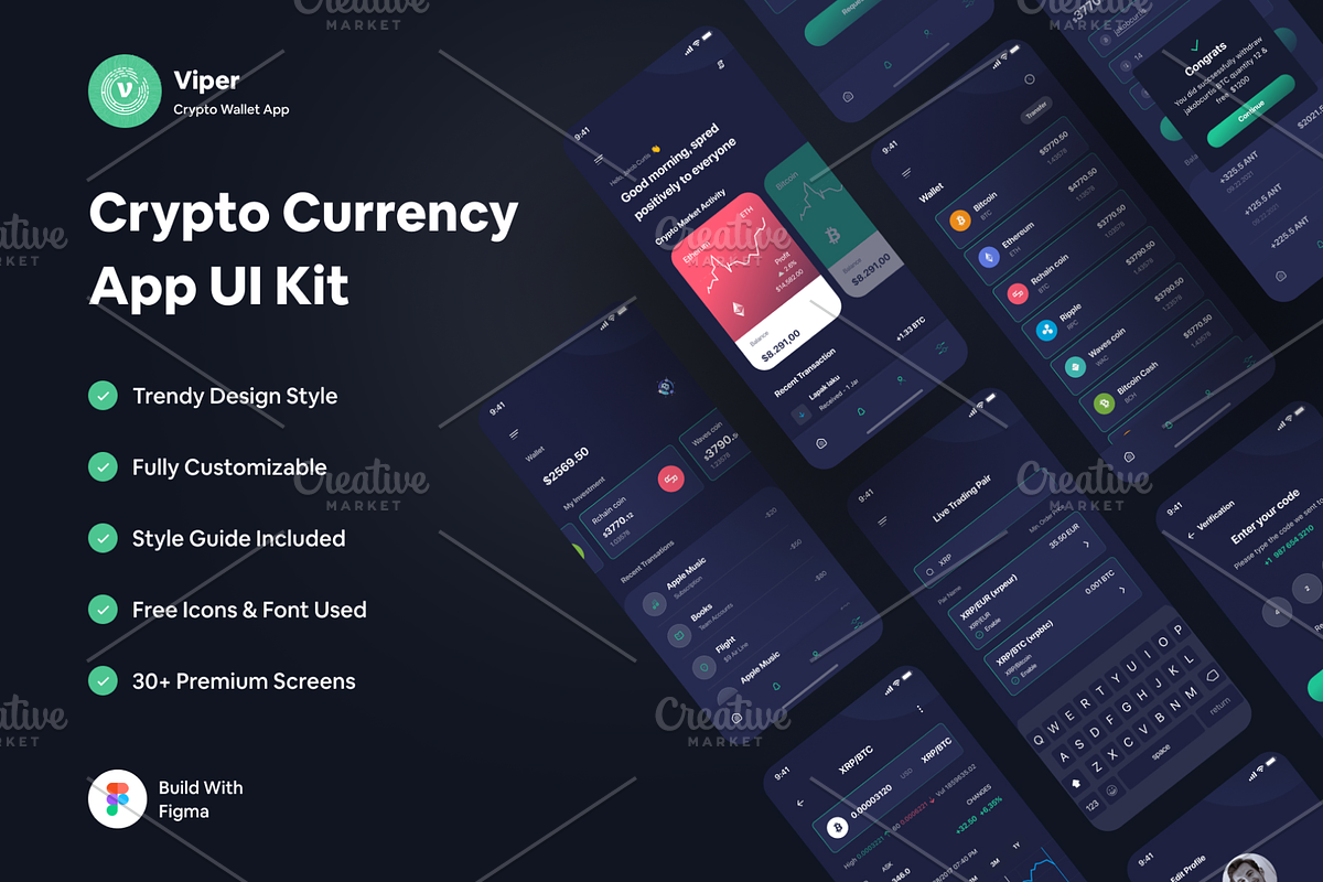 Viper - Crypto Wallet App UI Kit, an App Template by Pixency (Photo 1 of 6)