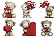 Valentine’s Day Teddy Clipart, an Illustration by Craft Nest (Thumbnail 3 of 11)
