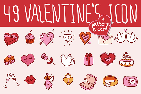 49 Valentines Doodles Icon Set