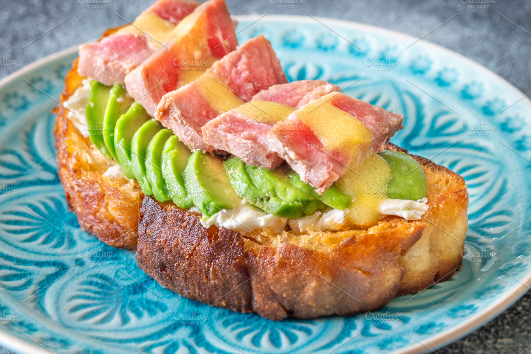Tuna avocado sandwich with, a Food & Drink Photo by Alexander Prokopenko