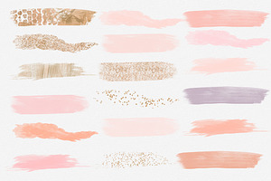 Watercolor Brush Strokes Peach Gold