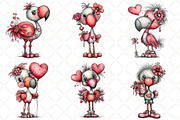 Whimsical Valentine Flamingo Clipart, an Illustration by Black Bird Studio (Thumbnail 6 of 6)