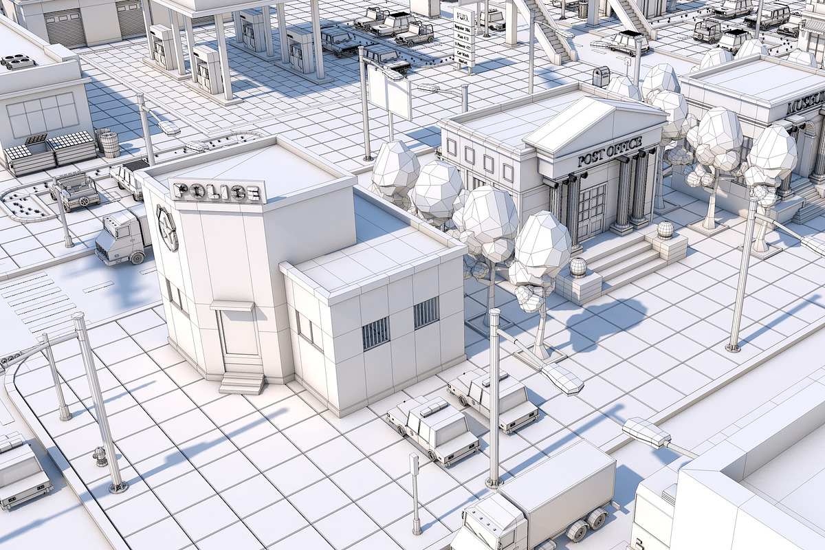 Low Poly City Town Pack, an Architecture 3D Model by multimedia4ds (Photo 11 of 41)