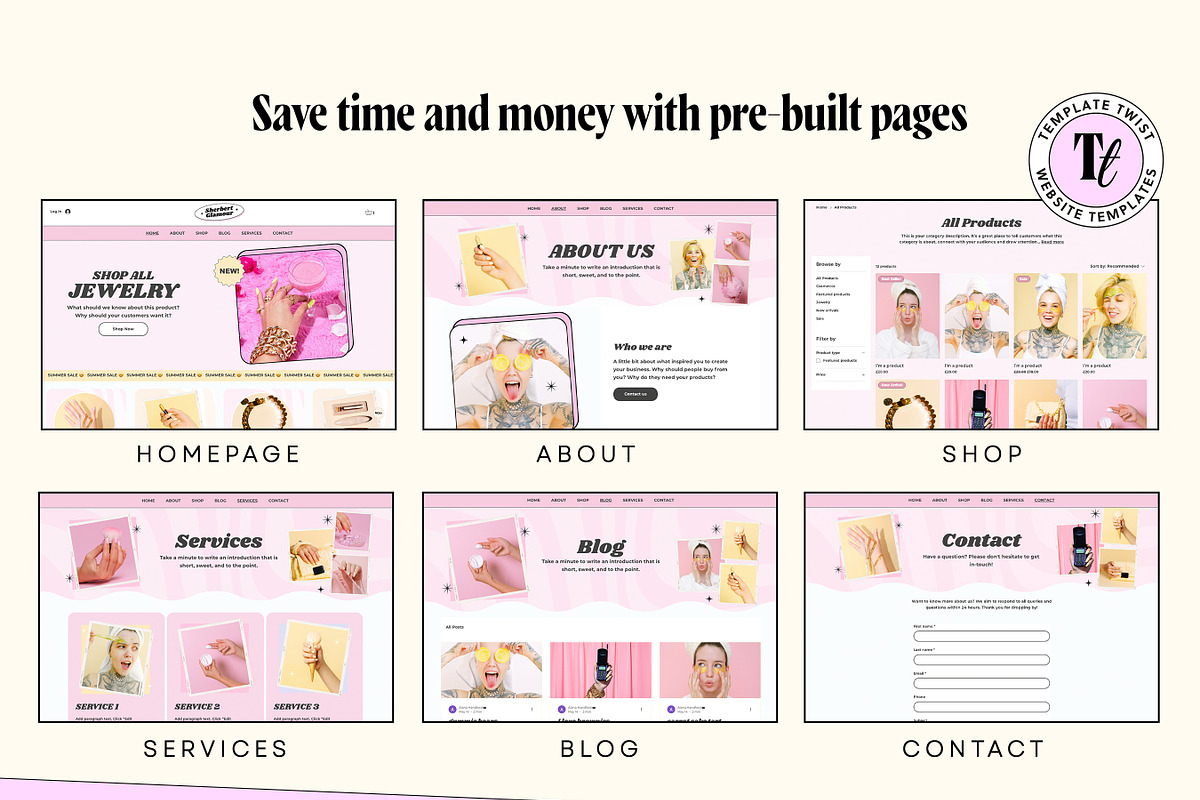 Pink Wix Shop Website Template, a Wix Template by Template Twist Shop (Photo 6 of 10)