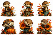 Whimsical Autumn Fall Otter Clipart, a Seasonal Illustration by Designworld (Thumbnail 2 of 10)