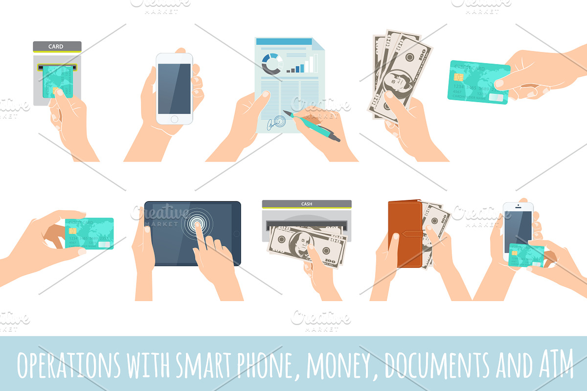 Hands holding smart phone & money