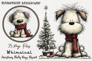 Whimsical Christmas Fluffy Dogs PNG