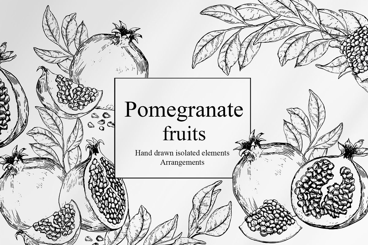 Black & white pomegranates, an Object Graphic by Jeanna Draw (Photo 1 of 8)