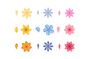 Colorful watercolor blossoms and, an Illustration by okskukuruza