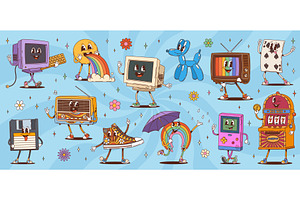 Cartoon retro groovy characters, an Object Illustration by Buch&Bee